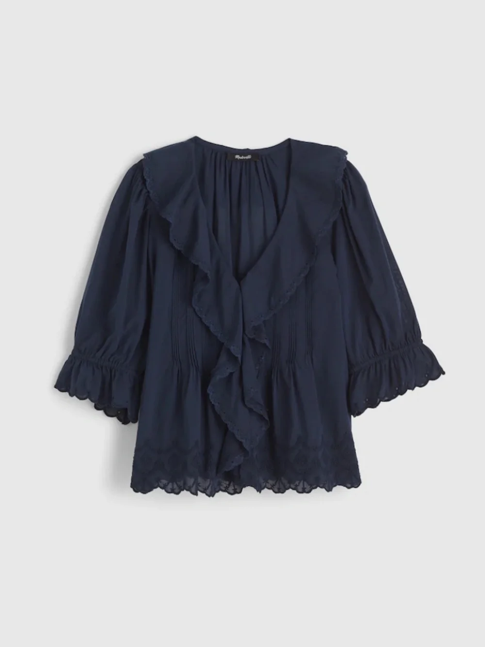 Madewell Blaire Pintucked Ruffled Puff Sleeve Top